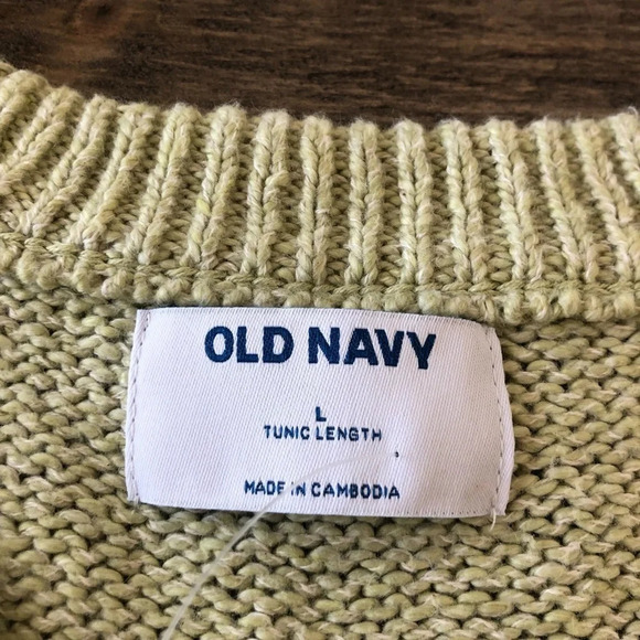 NWT Old Navy Size Large Oversized Voop Neck Green Tunic Length Sweater Pullover - Picture 4 of 7
